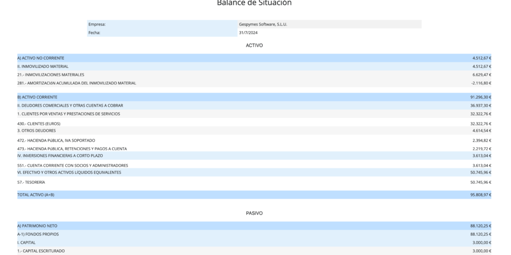 imagen balance de situación de empresa
